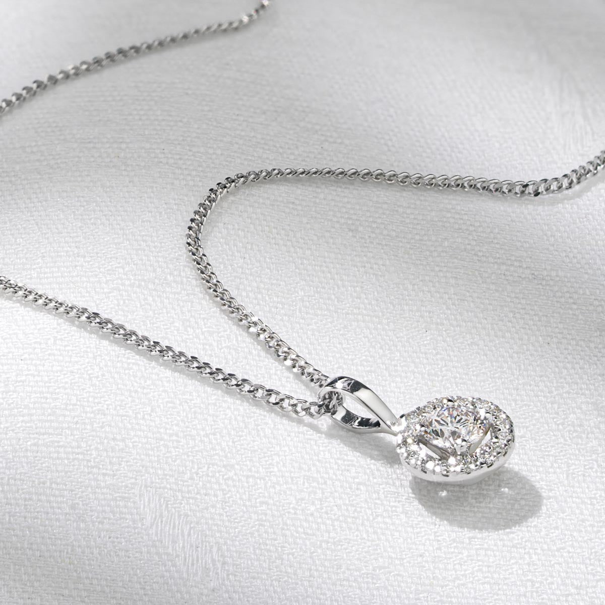 Ella 0.30ct Halo Lab Diamond and 9K White Gold Pendant